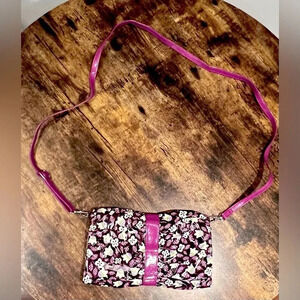 RETIRED: Vera Bradley | Ladies Concert Crossbody Plum Petals Frill handbag.